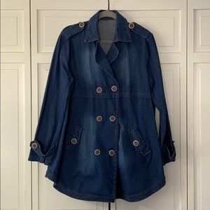 Long Denim Trench Coat